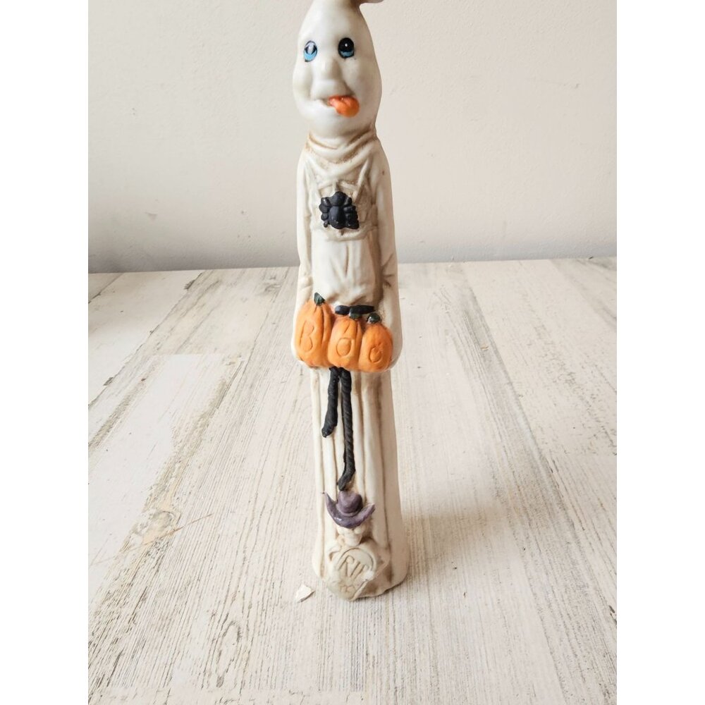 Vintage porcelain pencil ghost‎ figurine skeleton Halloween decor village shabby